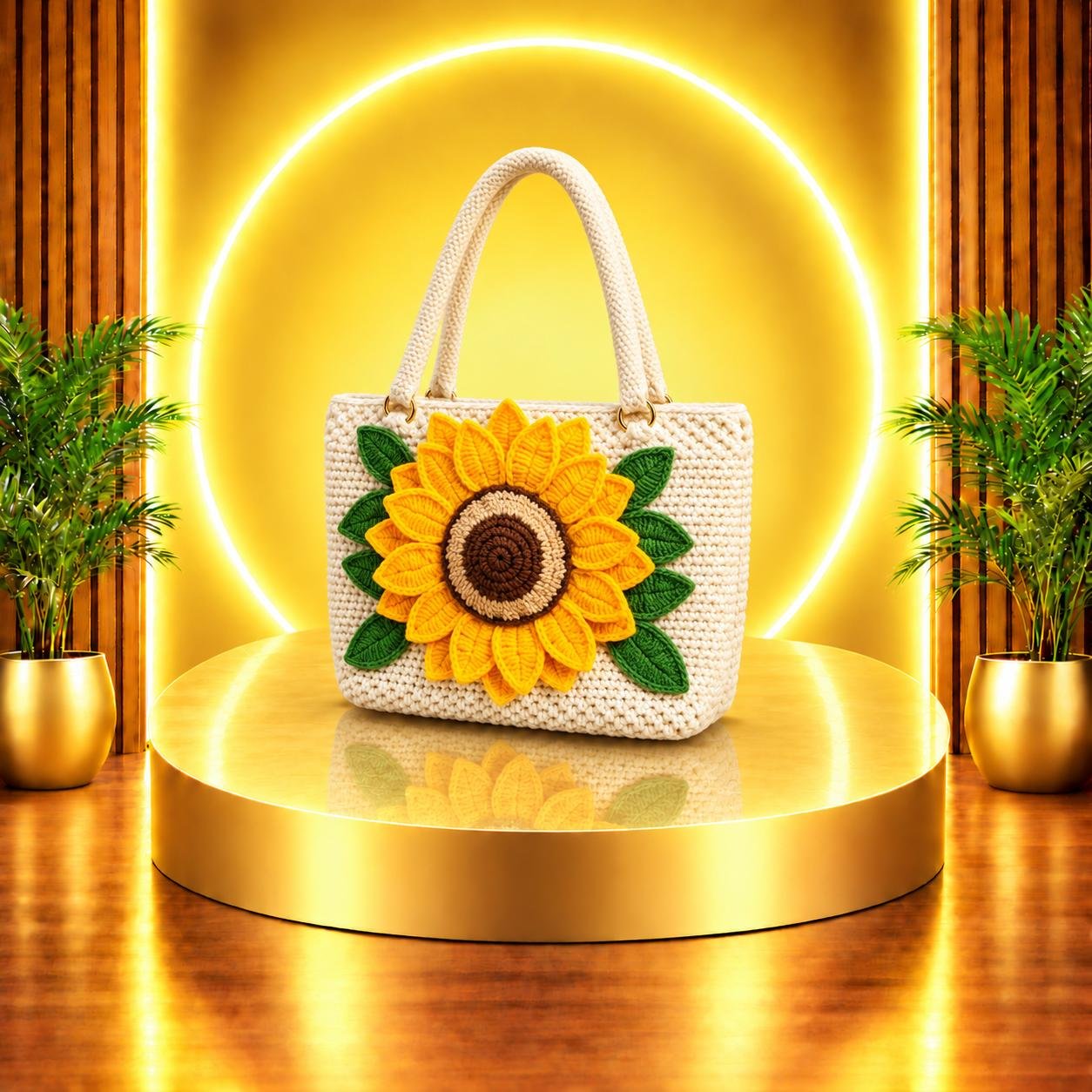 Sunflower Crochet Tote Bag